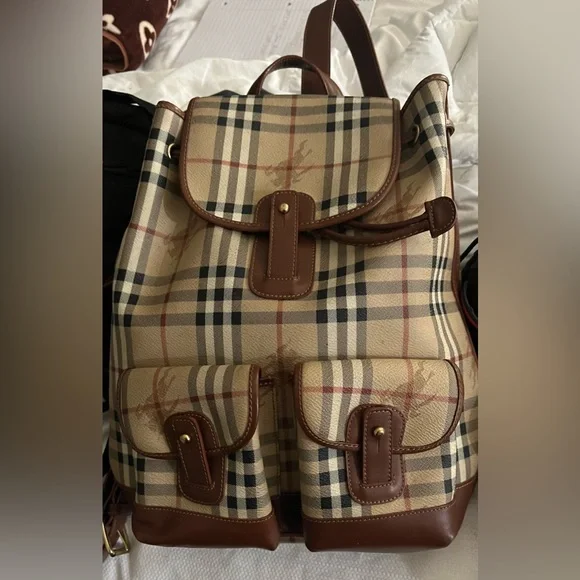 Burberry Beige and Brown Checkered Backpack AD865532-A4E0-4BB4-B9D8-  main image 3